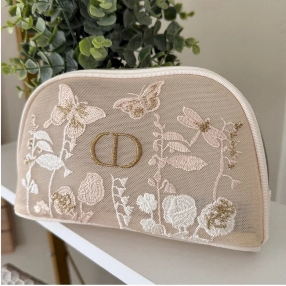 Dior Embroidered Floral Mesh Vanity Pouch – Limited Edition, Rare